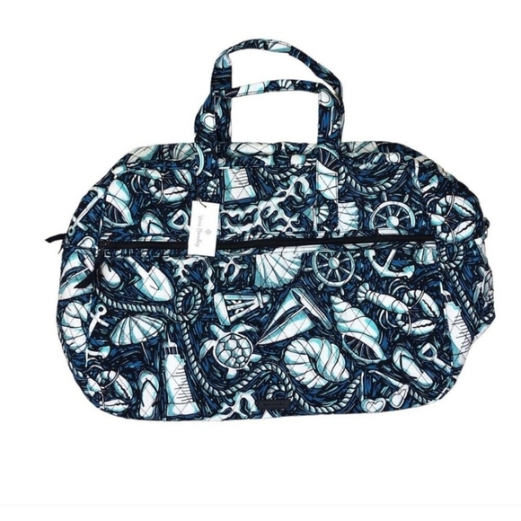 🆕️🐚FREE GIFT!+ Vera Bradley Medium Traveler Bag - Shore Enough Weekender Blue - Picture 6 of 16